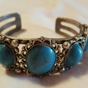 Vintage faux turquoise and silver bracelet